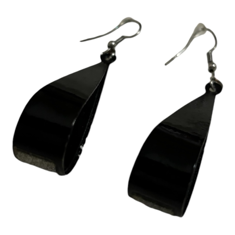 Scoop Earrings 2.75" with Silver Glitter Women's Black - Picture 6 of 12